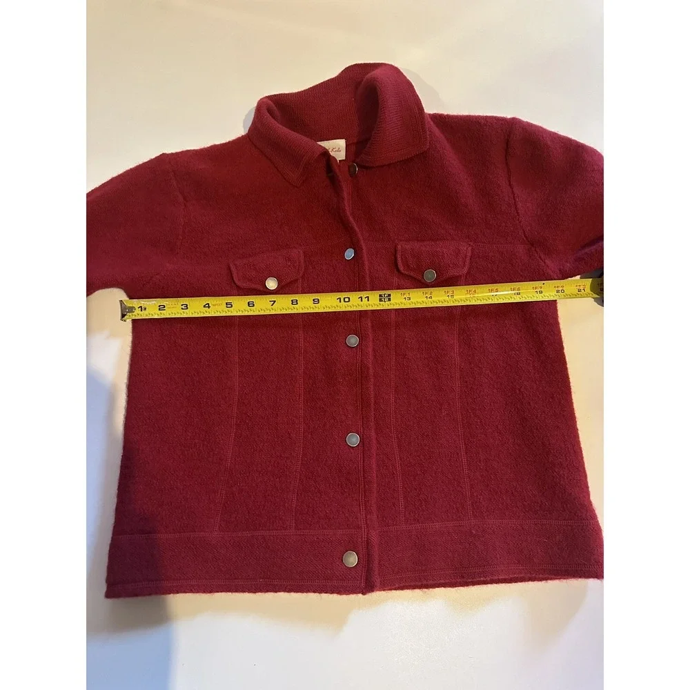 VINTAGE Crystal Kobe Sweater Womens‎ Red 100% Wool Cardigan Made In Mexico
